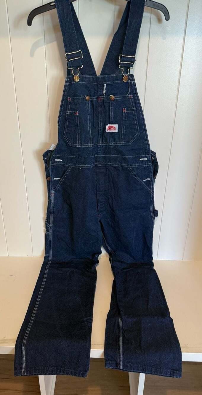 Round House Vintage 966 Classic Blue Denim Bib Overalls Made in USA